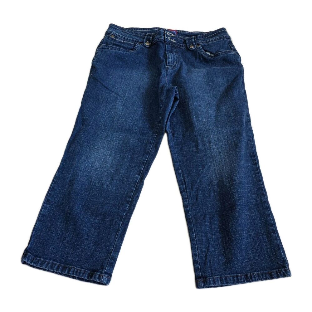 Westport Denim Womens Sz 10 Blue Jean Capri Pants Double Button